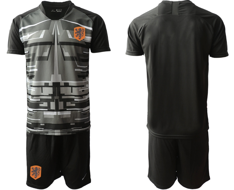 Men 2021 European Cup Netherlands black goalkeeper Soccer Jerseys1->netherlands(holland) jersey->Soccer Country Jersey